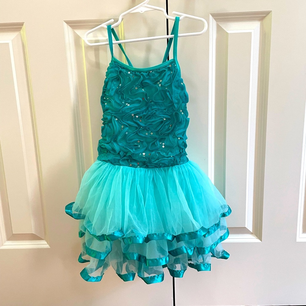 Weissman MCTurquoise Ruffled Leotard Dress #dancecostume #dancedressup #weissman
